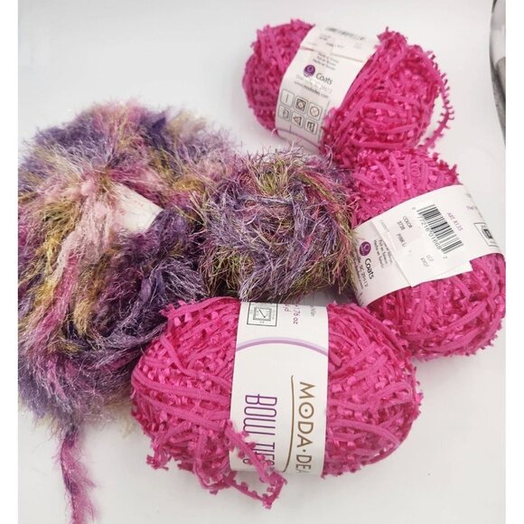 Yarn Lot Pink, Purple, Green for Crocheting, Knitting, Fiber Art, Junk Journalin - Picture 2 of 4